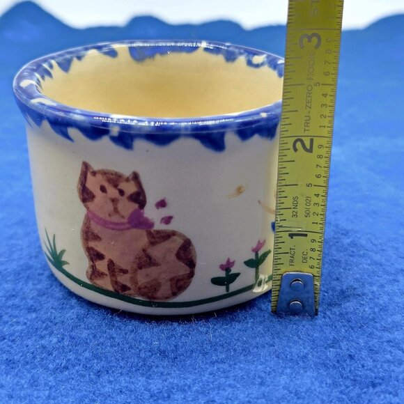 Vintage Alpine Pottery Roseville Cat Mini Butter Crock Votive Holder Trinket USA - Picture 8 of 9